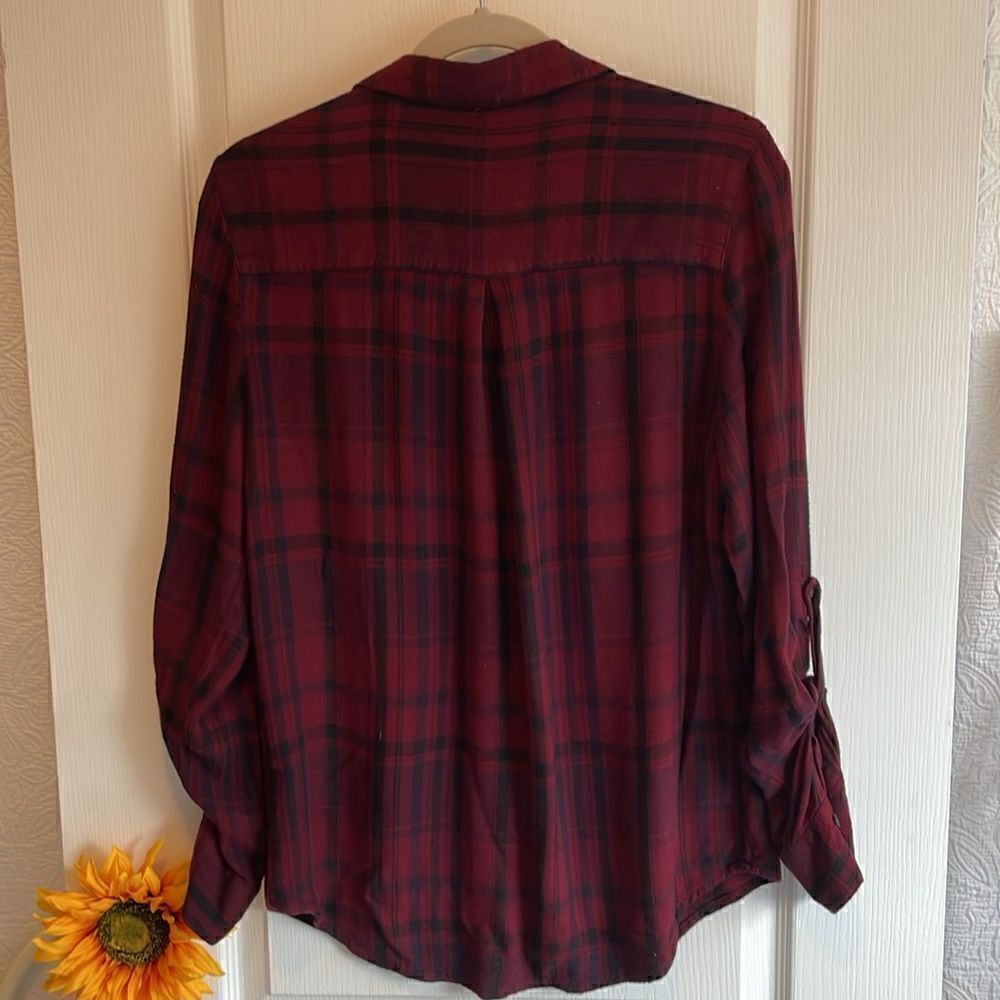 Tinsel stitch fix red & black plaid flannel button up shirt. Size L - Picture 6 of 6